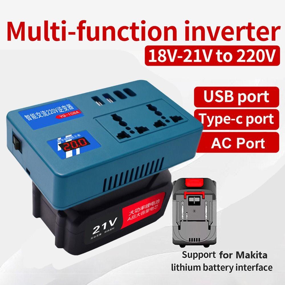 DC 21V To AC 180V-220V 120W Portable Power Inverter Smart Transformer for Makita 18V Battery