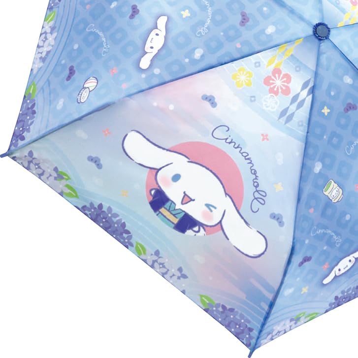 Sanrio Cinnamoroll Japanese Pattern Series Folding Manual 53cm Character Umbrella for Boys and Cute Rain Umbrella for Rainy School with Case