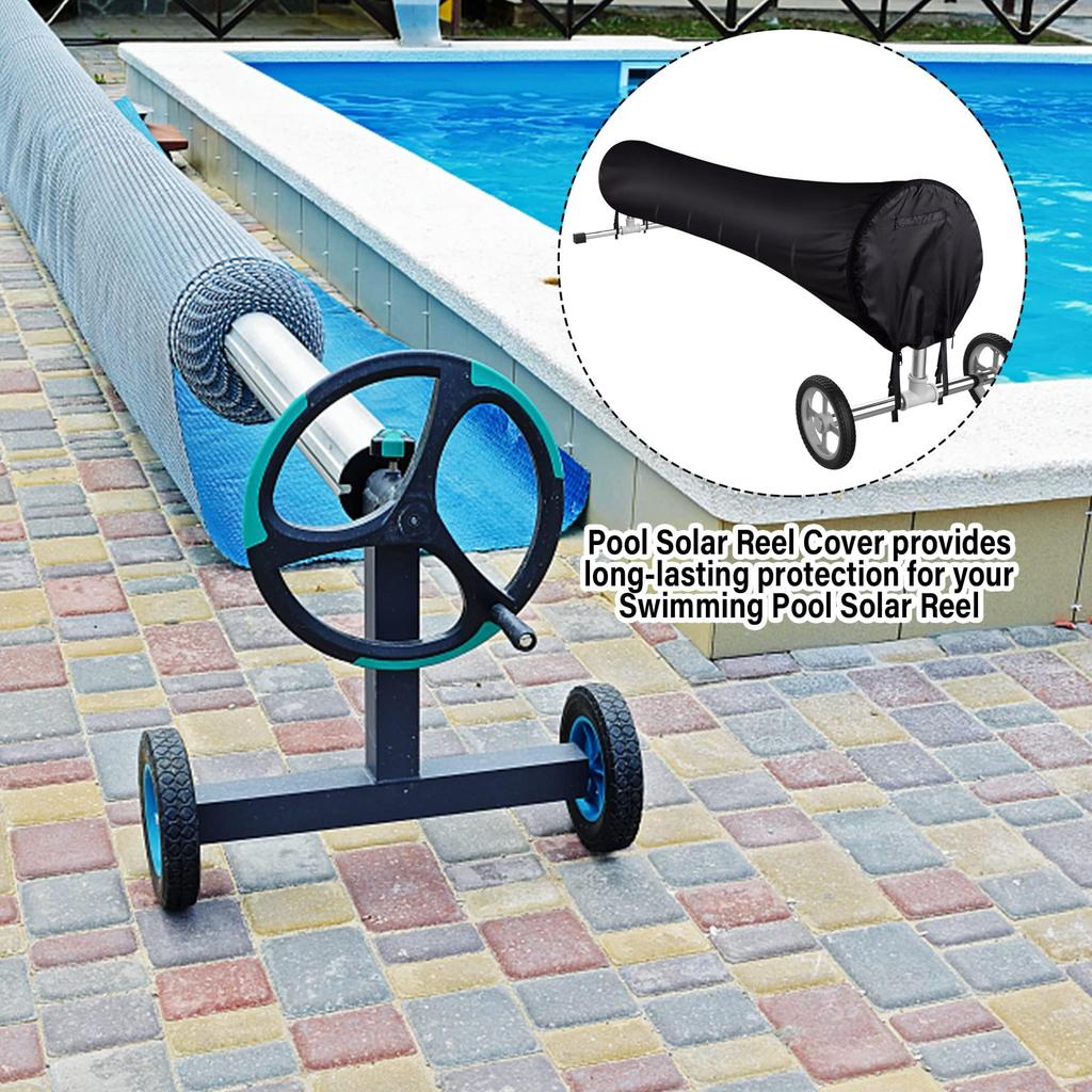 Swimming Pool Solar Reel Cover 18Ft 210D Oxford Fabric Waterproof Pool Solar Protective Blanket