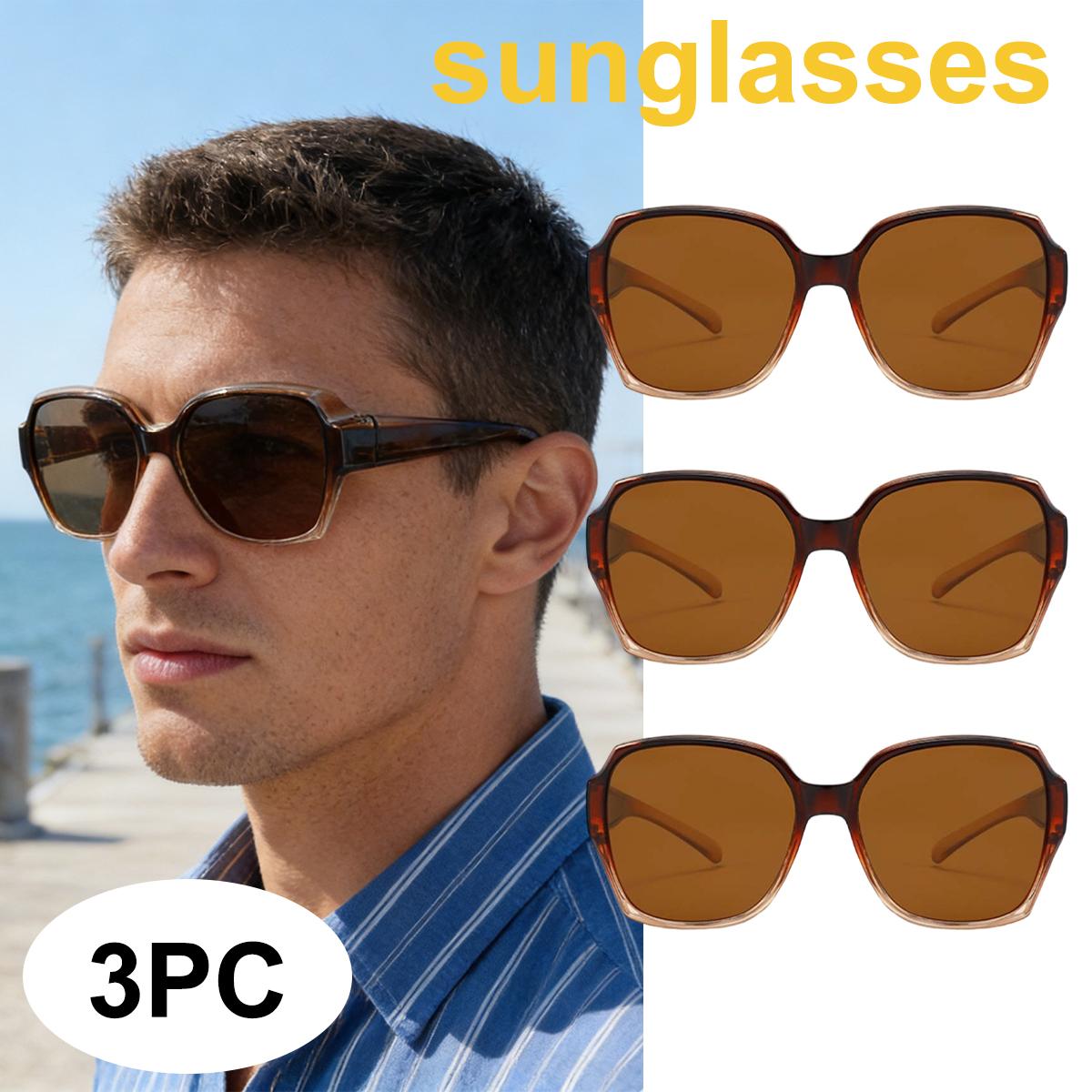

3 Pack Fit Over Sunglasses for Driving Men, Stylish Square Fashionable Prescription Sunglasses UV400 Protection T03