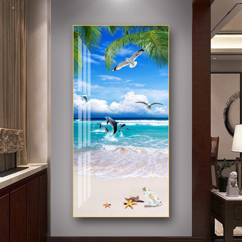 

Приморский пейзаж HD фотографии холст картина пляж морской пейзаж пальма плакаты принты чайка настенное искусство для крыльца Декор в гостиную 40x80cm No Framed