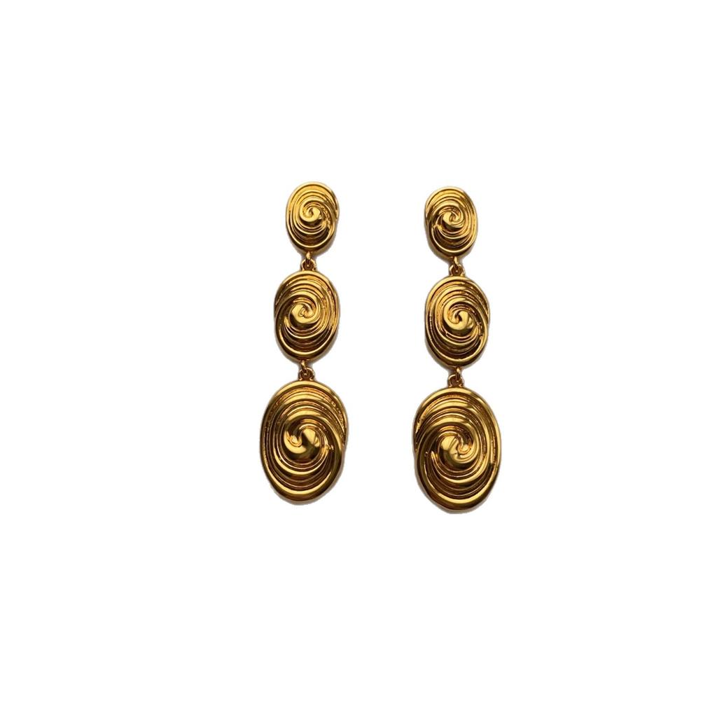Retro Light Luxury Metal Earrings, Earrings, Women's Spiral Shape, Fashionable Personality Design, Advanced Sense, Daily Commuting Earrings