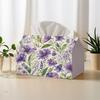 1pc 2D Flat, Purple Floral Style Living Room Bedroom Daily Use Tissue Box Multifunctional Napkin Holder, Suitable for Home, Car, and Party Decoration,