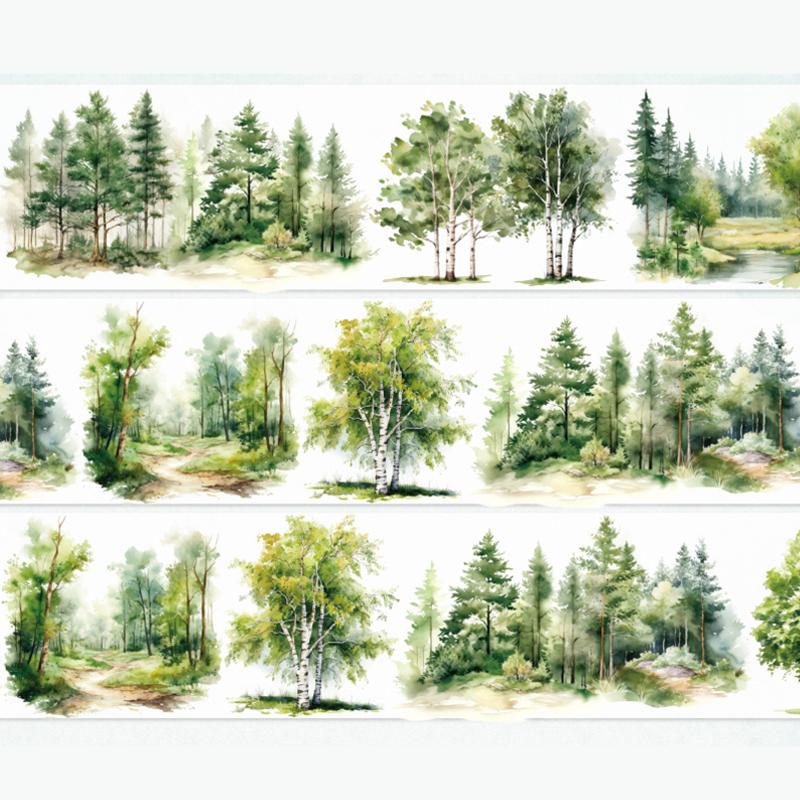 

200см/рулон Тема Горный лес Пейзажная декоративная лента с рисунком Ручной аккаунт Пейзажная лента Креативный коллаж DIY украшение