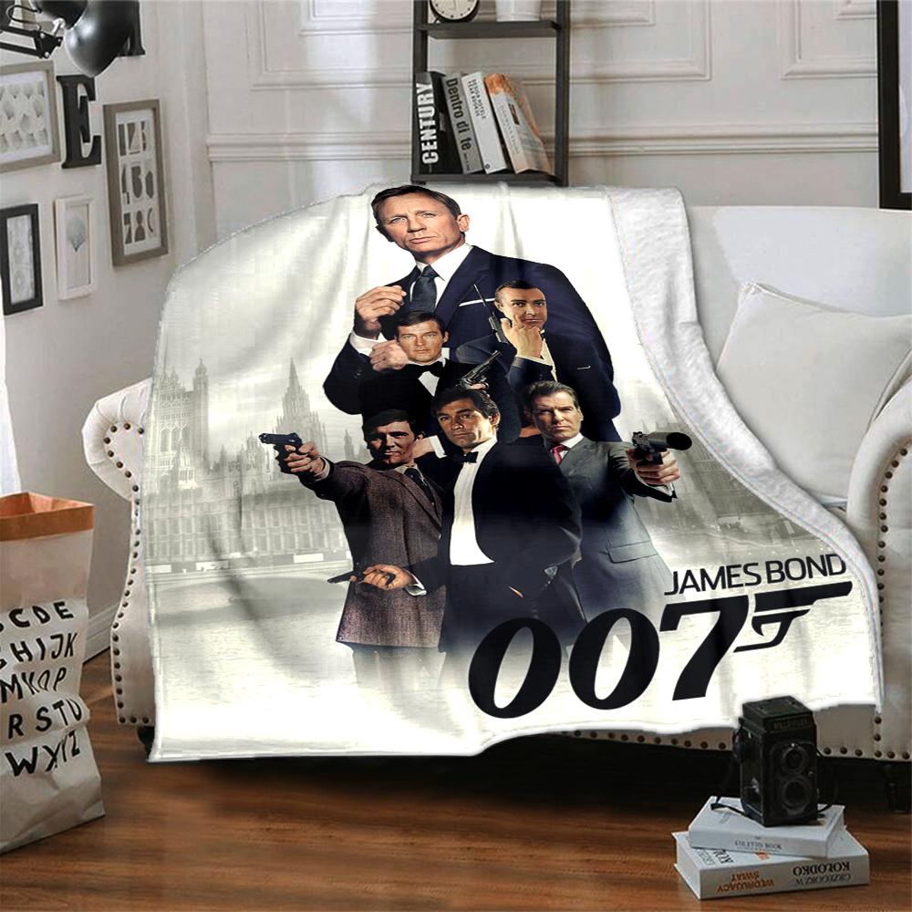 007 James Bond Theme Printed Blanket - Perfect for Couch, Bed, Travel & Outdoor Use | Machine Washable, Cozy & Durable.
