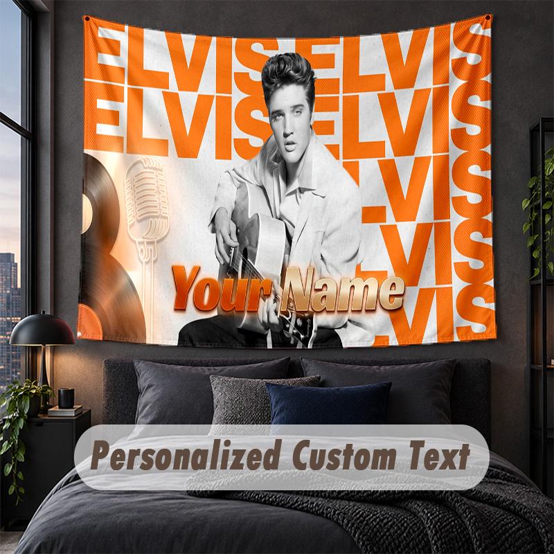 Custom Name Text Tapestry,Elvis Presley Decorative Wall Hanging, Background Tapestry For Home Bedroom