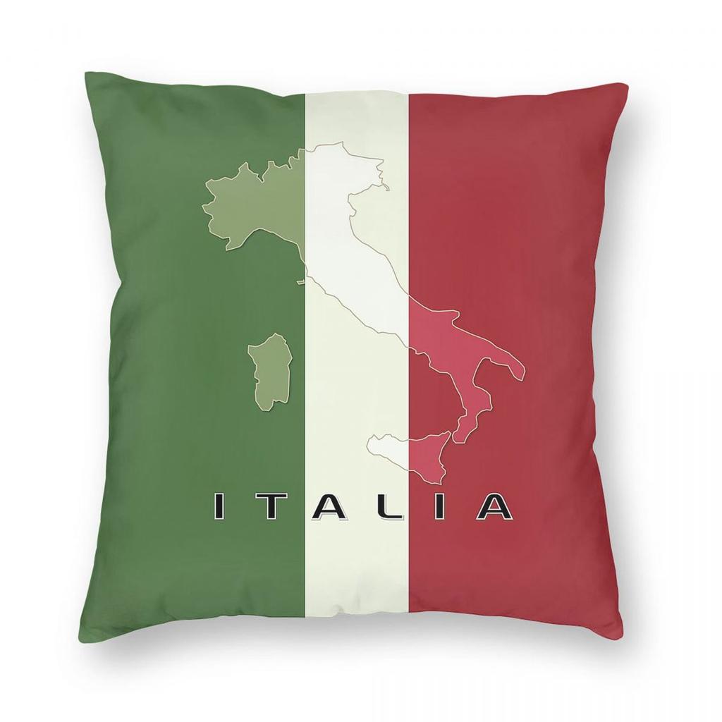 Italy Country Map On Flag Pillowcase Polyester Linen Velvet Pattern Zip Decor Pillow Case Room Cushion Cover Wholesale x