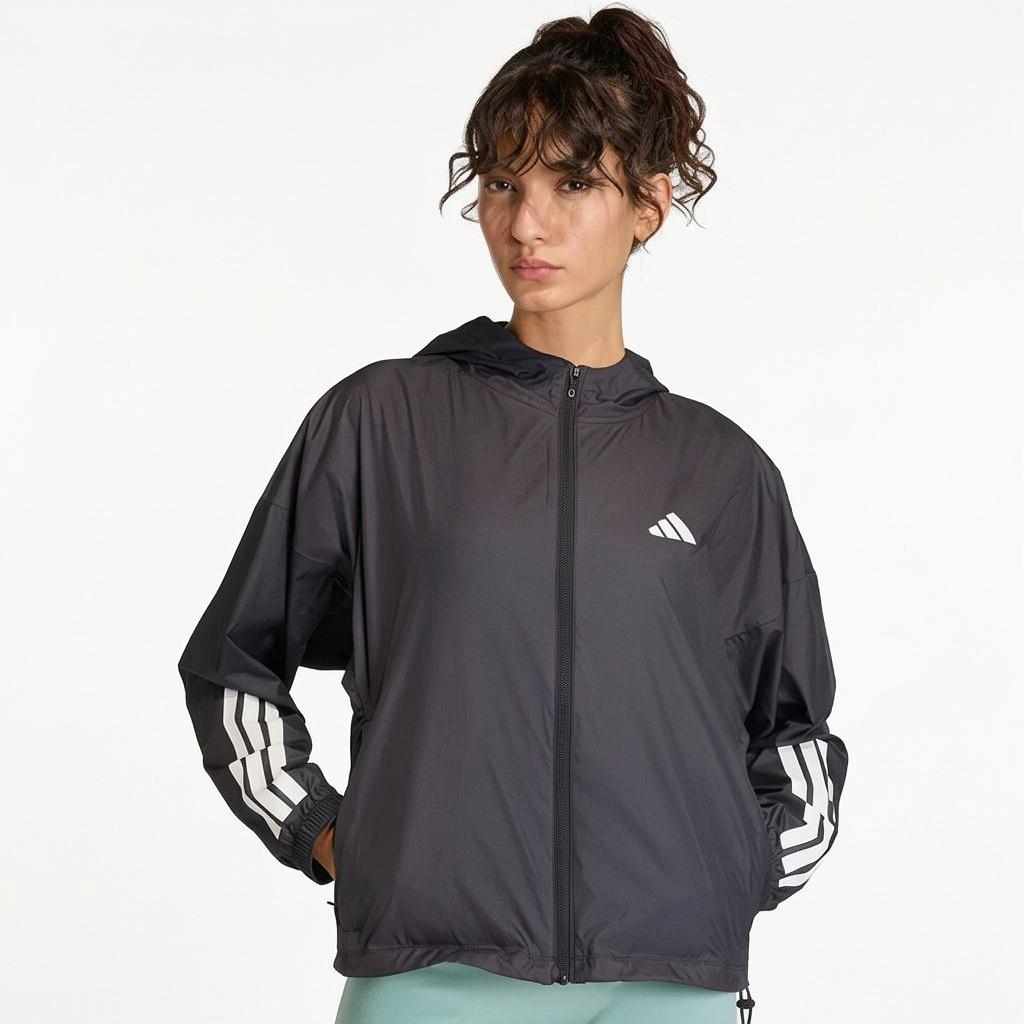 adidas Hyperglam Dreistreifen Locker geschnittener Langarm-Windbreaker Damen Oberbekleidung JX1872