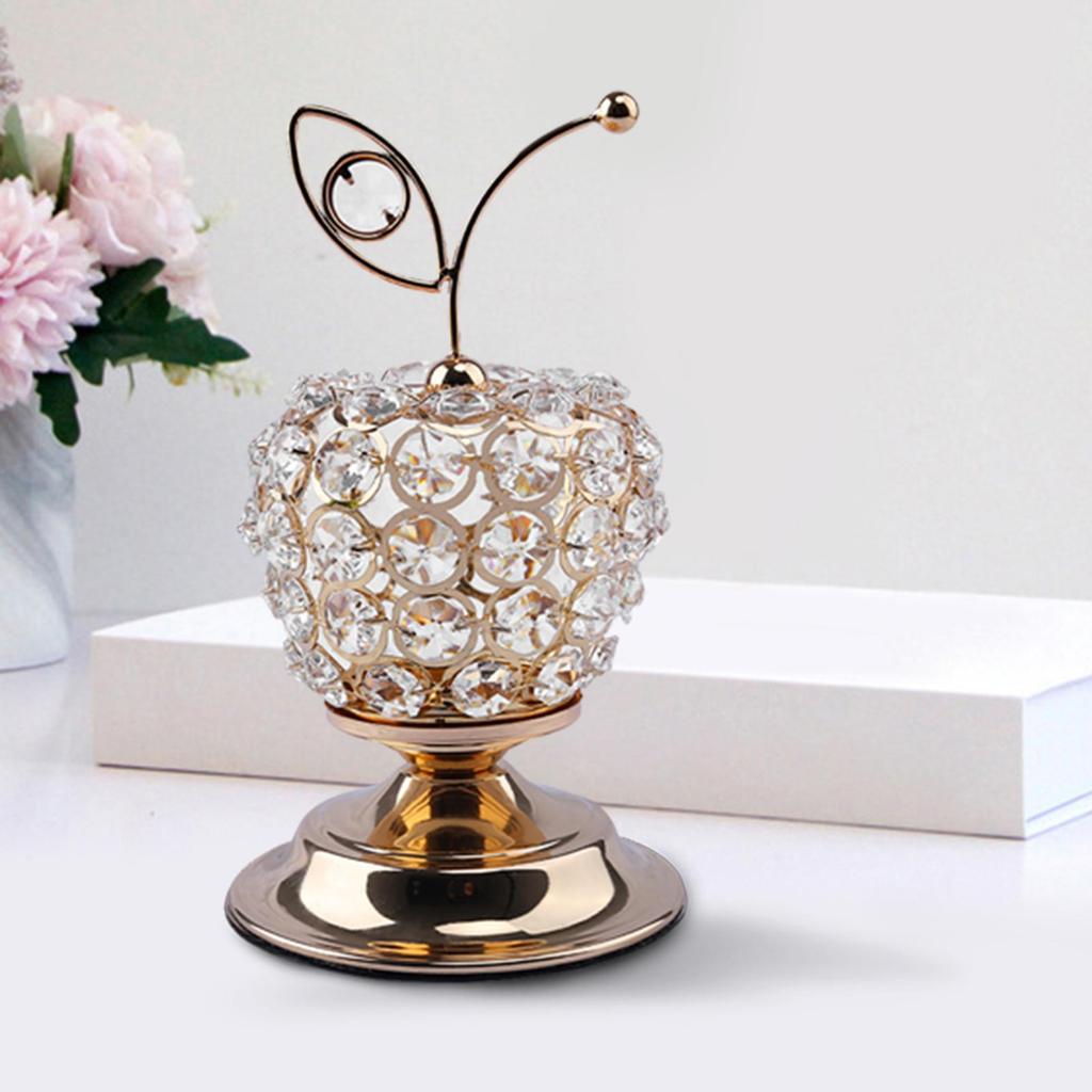 Beads Apples Modern Table Centerpiece Decor Artificial Fruit Figurine Statue Crystal Ornament for