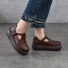 Johnature Hand Woven Genuine Leather Women's Shoes Comfortable Versatile Thick Soled Sandals