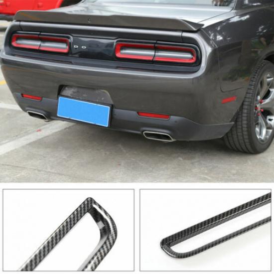 2pcs Rear Fog Light Lamp Trim Cover Decor for Dodge Challenger 2015+Carbon Fiber