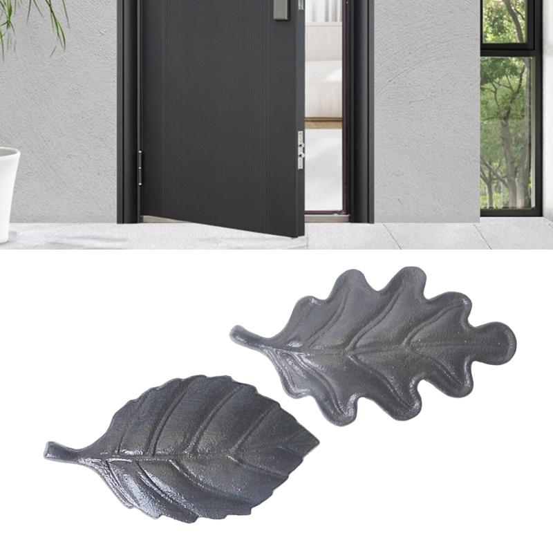 Sturdy Iron Waved Shaped Leaf Designs Door Stoppers Windproof Decorative Holders Accessory for Home Office Garage