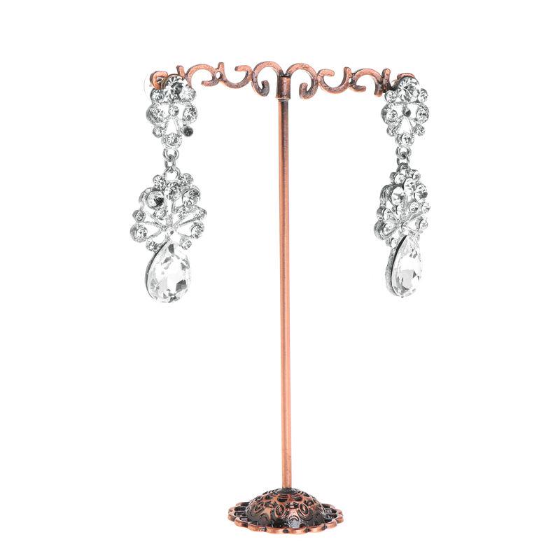 1 Set Shelf Display Rack Stand Holder Earrings Ear Stud Metal Organizer Storage Vintage Exquisite