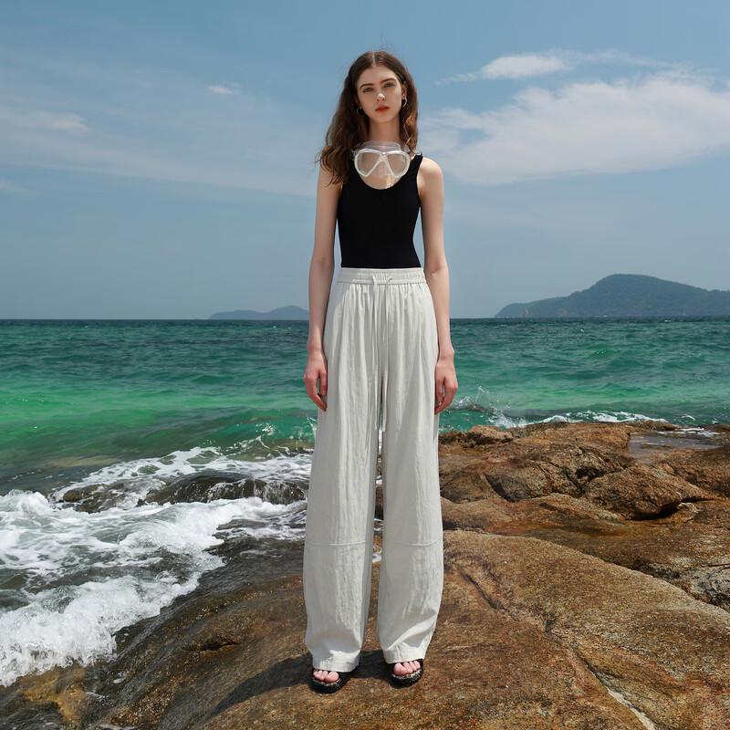 Women's Elastic High-Waist Wide-Leg Casual Pants