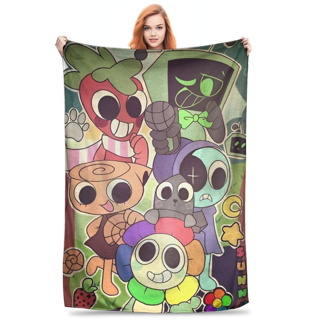 Mr Fun Computer - Incredibox Sprunki Decken Musik-Mixing-Spiel Flanell Neuheit Warme Überwurfdecke für Zuhause Restaurant Sommer