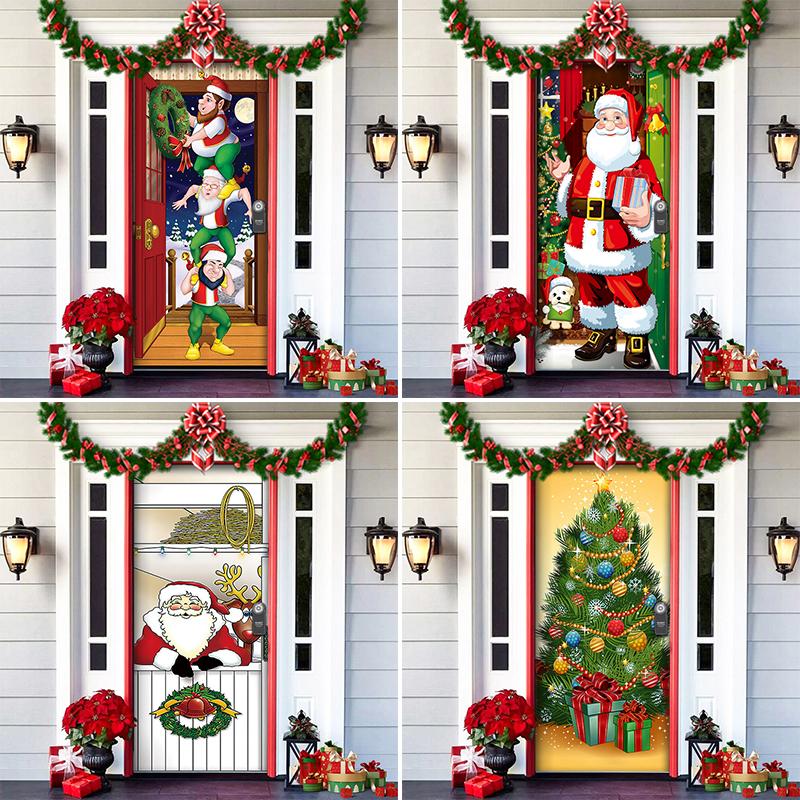 1PC Background Cloth Atmosphere Polyester Party Supplies Christmas Door Hanging Christmas Decorations Blanket
