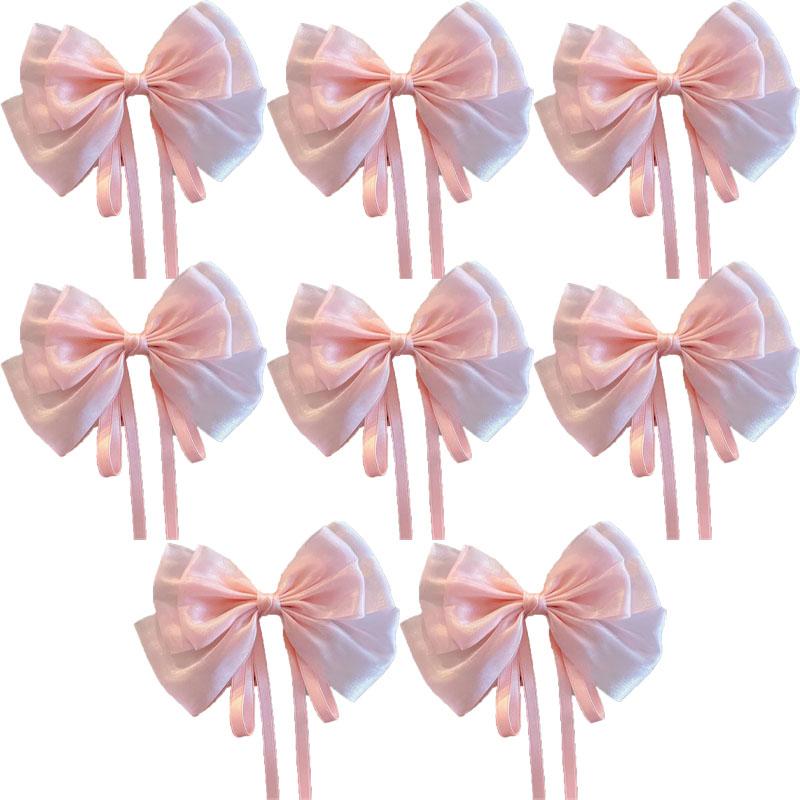 Mermaid Ji Pearlescent Satin Bow Hair Clip Women Summer Sweet Ribbon Spring Clip Fairy Hair Accessories