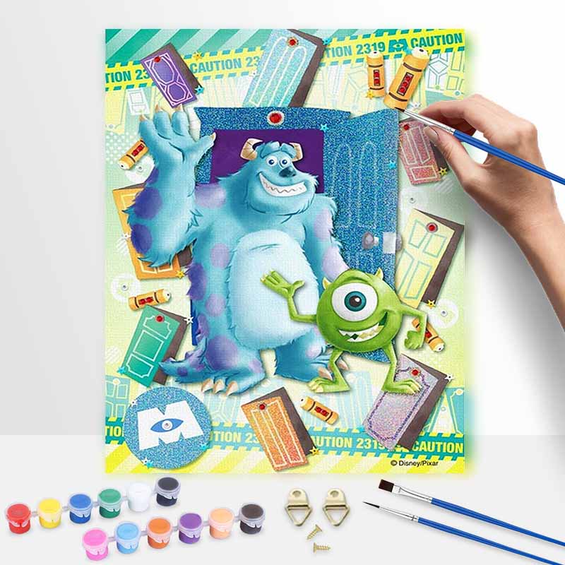 Disney Oil Painting Art Painting Set Monsters Mike Sully Home Wall Decor Handmade Gift 30x40cm