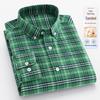 Brand Men's Pure Cotton Brushed Plaid Long Sleeve Shirt - High-End, Versatile, Casual, Thick Style for Youth