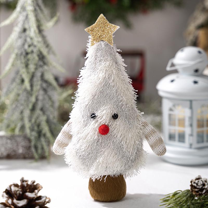 Tree Christmas Shape Ornament With Fabric Construction For Holiday Decor Party