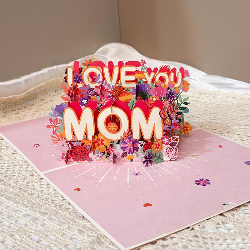 Paper Love 3D Love You Mom Pop Up Mother's Day Card, For Mom, Wife, All Occasion - 5' X 7' Cover - Includes Envelope and Note Ta