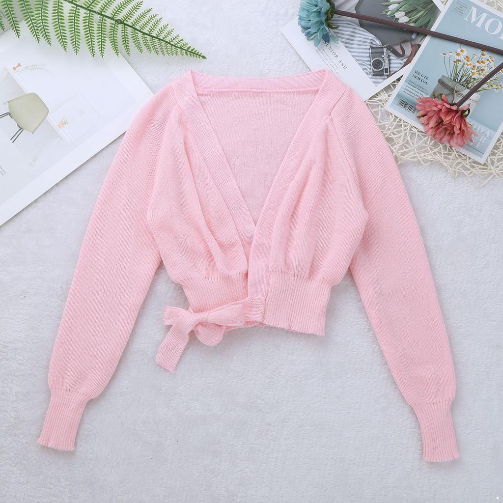 Children Ballet Jacket Wrap Kids Girls Classic Long Sleeve Knit Wrap Sweater Ballet Dance Cardigan