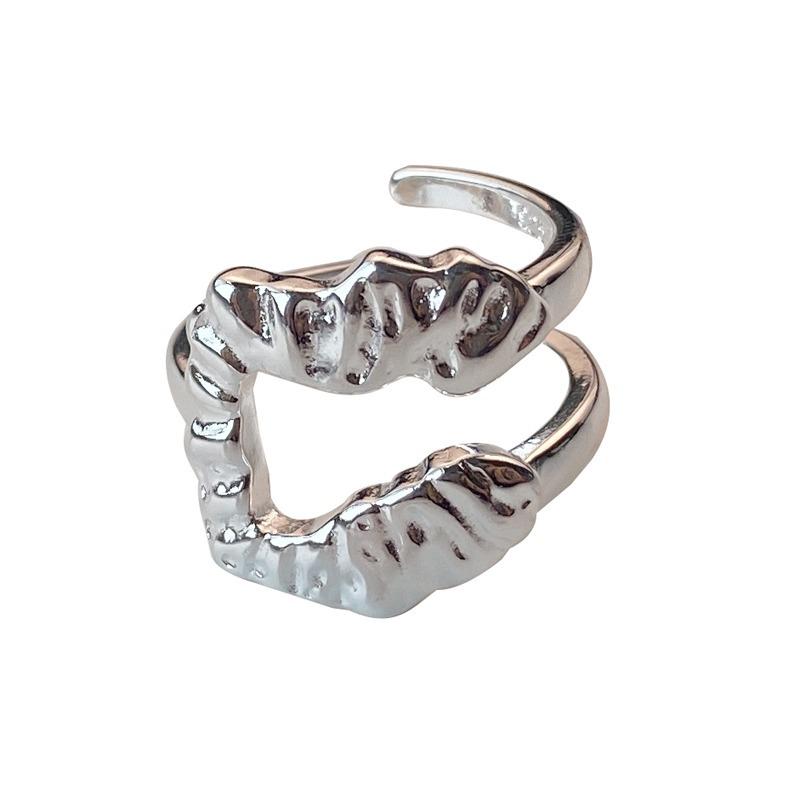 Korean Version Geometric Irregular Ring Retro Fashion Pleated Lava Open Ring Hip Hop Index Finger Ring