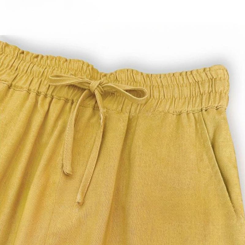 Thin Cotton and Linen Casual Pants with A Drooping Feel Women's Artistic Plus Size Elastic High Waisted Loose Pants Straight Leg Pants