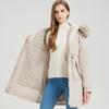 Women's Mid-Length Parka with Detachable Fur Collar and Sleeves - Warm, Thick Cotton Winter Jacket