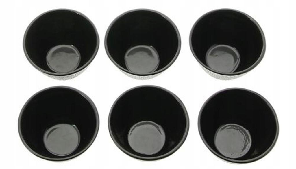CAST IRON CUPS 6x CUPS CAST IRON TEA SET BLACK ENAMEL 100ML
