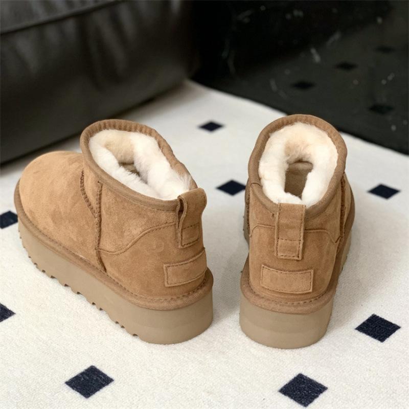 Thick-soled snow boots Sangpo Village 2025 new winter fur integrated short tube heightening thickened warm cotton shoes outer wear