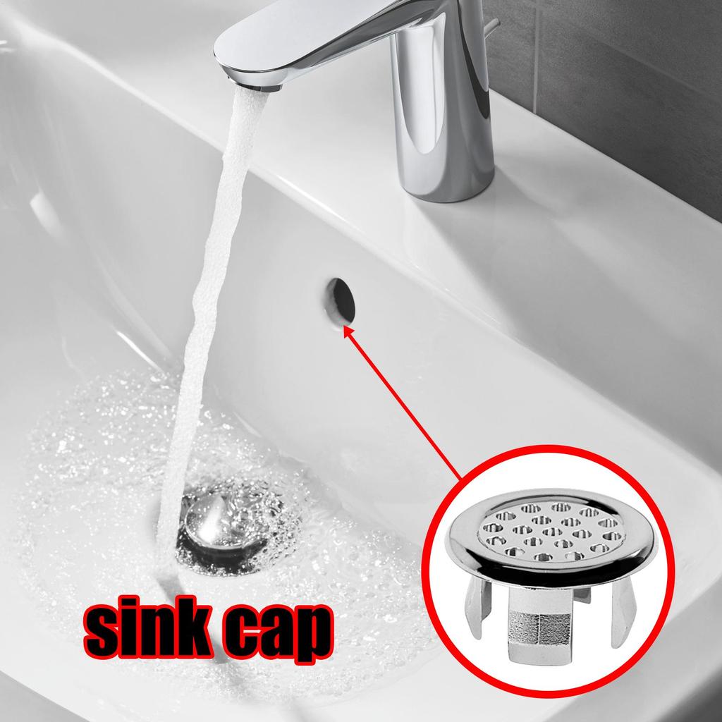 Round Basin Trim Drain Cap Cover Bathroom Overflow Drain Cover 22-24mm Sturdy Double Layer Overflow Cover Insert In Hole