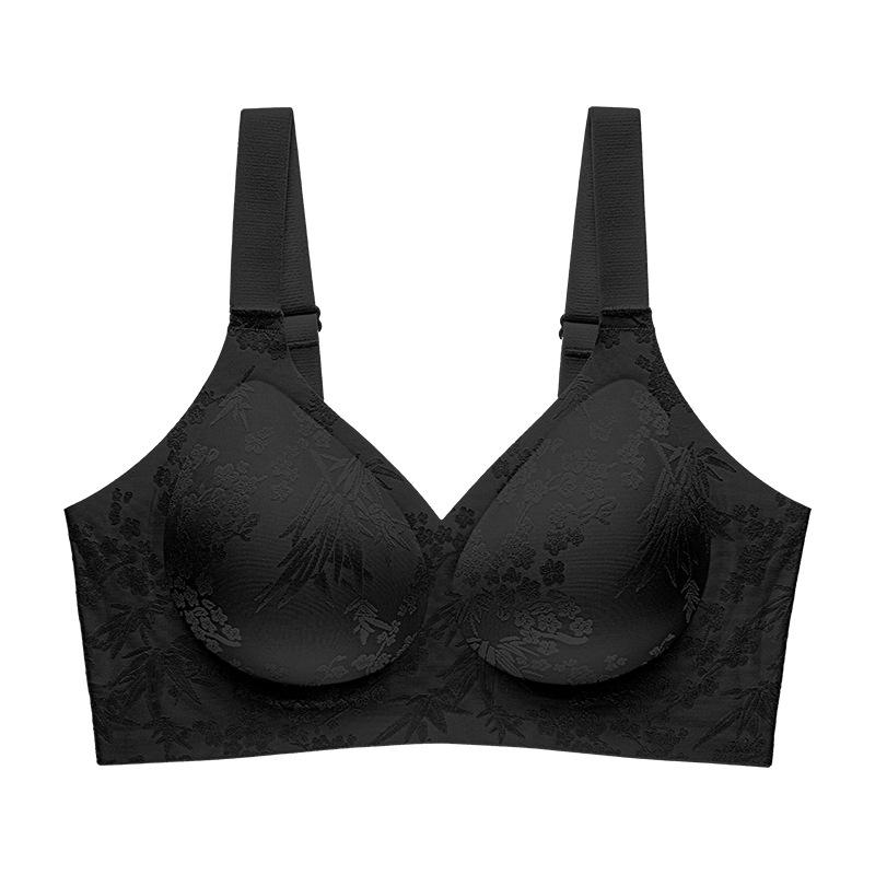 Underwear Women's Big Breasts Show Small Gathering, New Collection of Secondary Breasts, Anti-sagging Soft Support National Flower Bra Cover