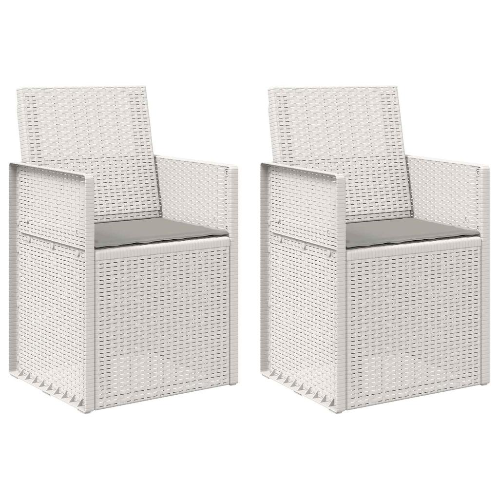 Garden Dining Chairs 2 Pcs White and Light Gray PP