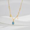 Fine Sterling Silver Gold Plated Zircon Pearl Charm Pendant Necklace for Women