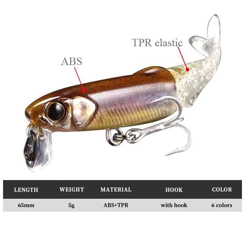 Oem Freshwater Bass Perch Trout Wobbler Fishing Lure Pesca Artificial Hard Baits 65mm 5g Floating Minnow Bait With 3 Soft Tail