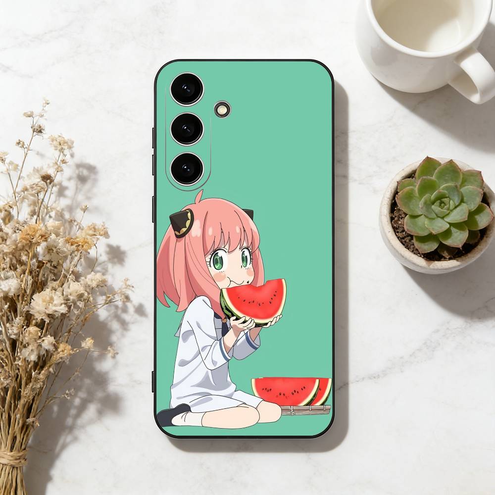 C-Cute Anya Chibi Style Phone Case For Samsung Galaxy A73,A72,A71,A70,A53,A52,A51,Soft Black Shell