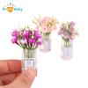 Dollhouse Miniature Transparent Vase European Color Home Glass Vase Model Home Decor Toy Dried Flower Vase Green Plant Ornaments