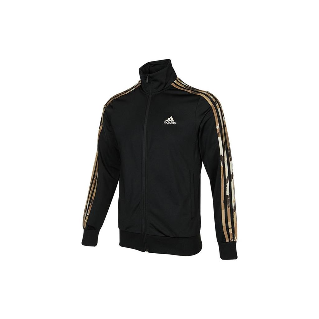 Adidas 3-Stripes Track Jacket Knit Stand Collar Men Outerwear Black H48437