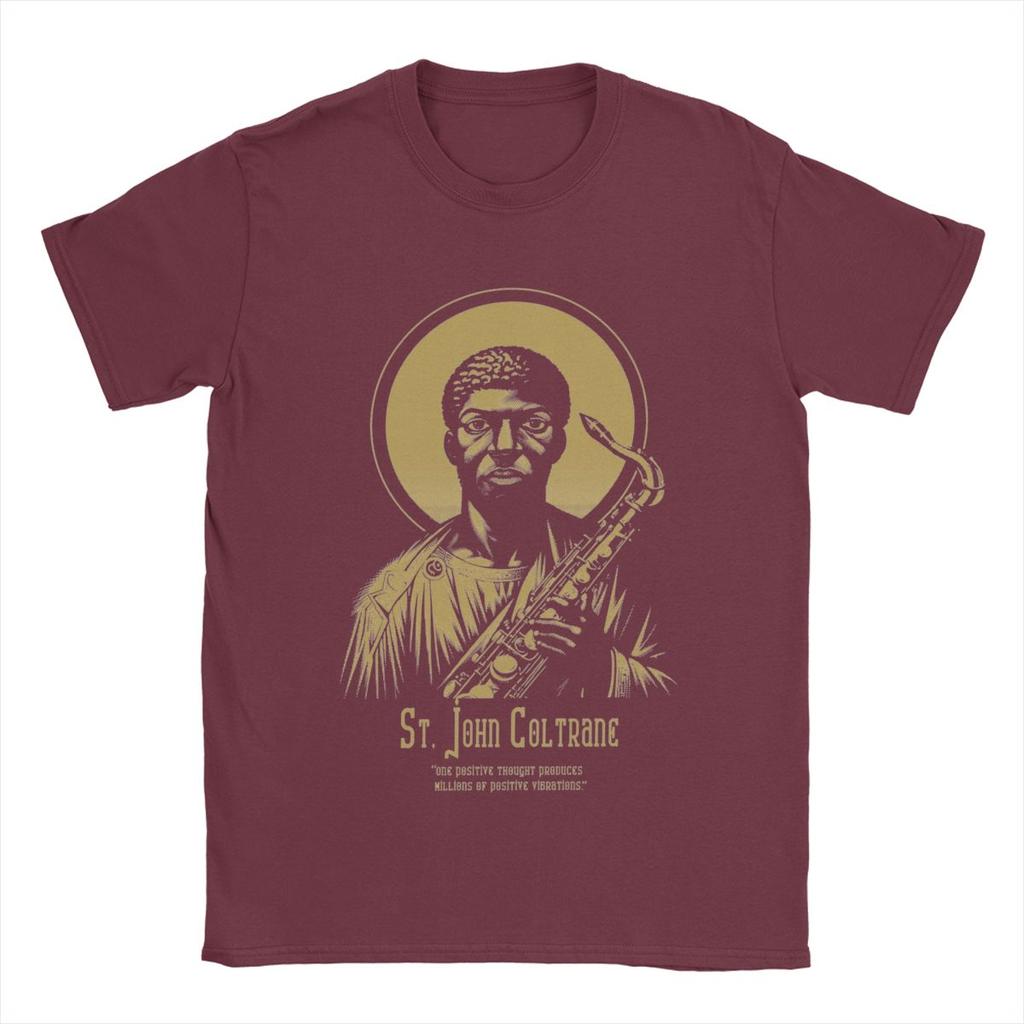Herren T-Shirt St. John Coltrane Vintage 100% Baumwoll-T-Shirts Kurzarm-T-Shirt Rundhals Kleidung Einzigartig