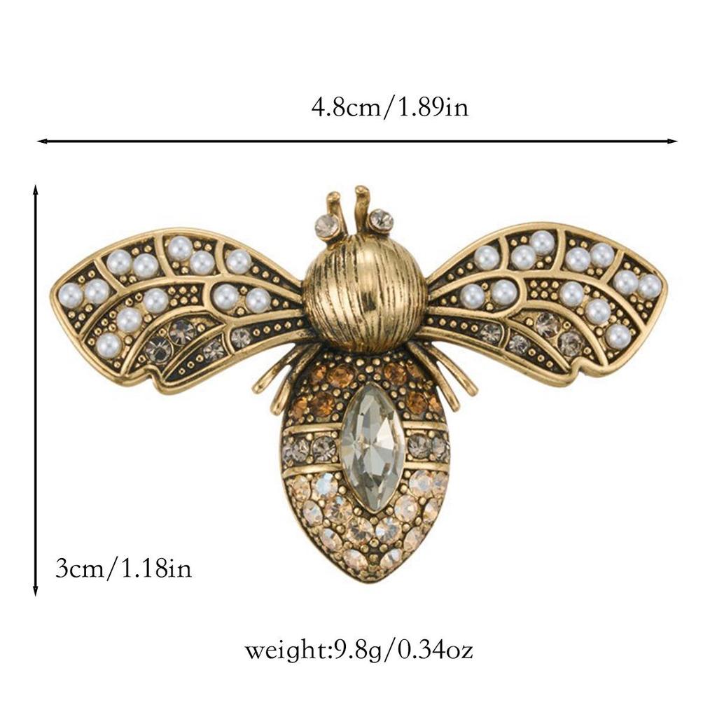 European & American Luxury Pearl Bee Brooch: Retro Insect Pin with Rhinestones, Exquisite & Versatile Fashion Accessory
