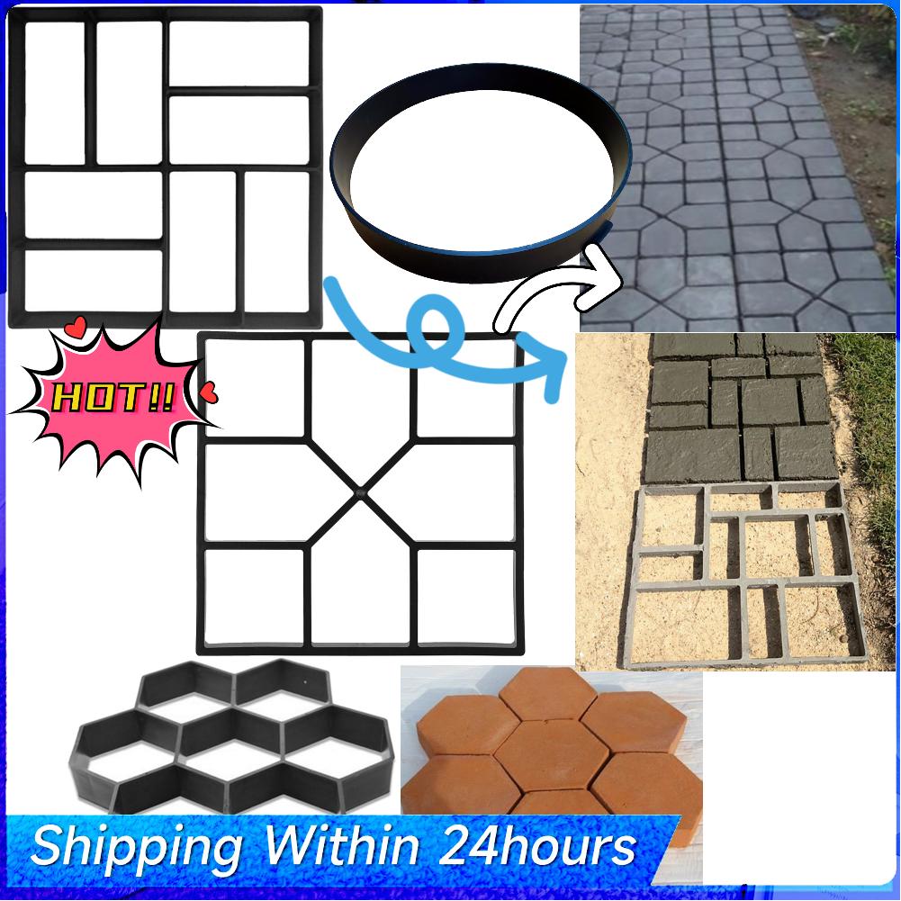 DIY Path Maker Paver Molds Stone Brick Concrete Mold Concrete Cement Walk Garden Path Paving Paver Reusable Patio Mold Maker