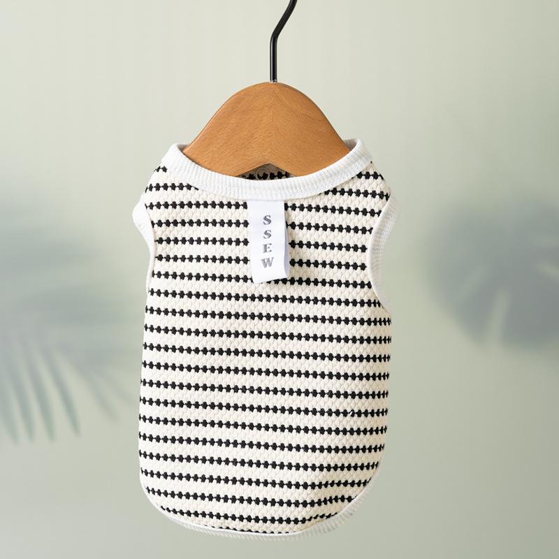 Spring and Summer Dog Fresh Striped Simple Vest Cat Bipod Medium and Small Dog Puppy Pet Teddy Clothes