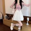 Women's High Waist A-line Skirt: White Flower Fluffy Bubble Petite Cake Style (Summer 2026)
