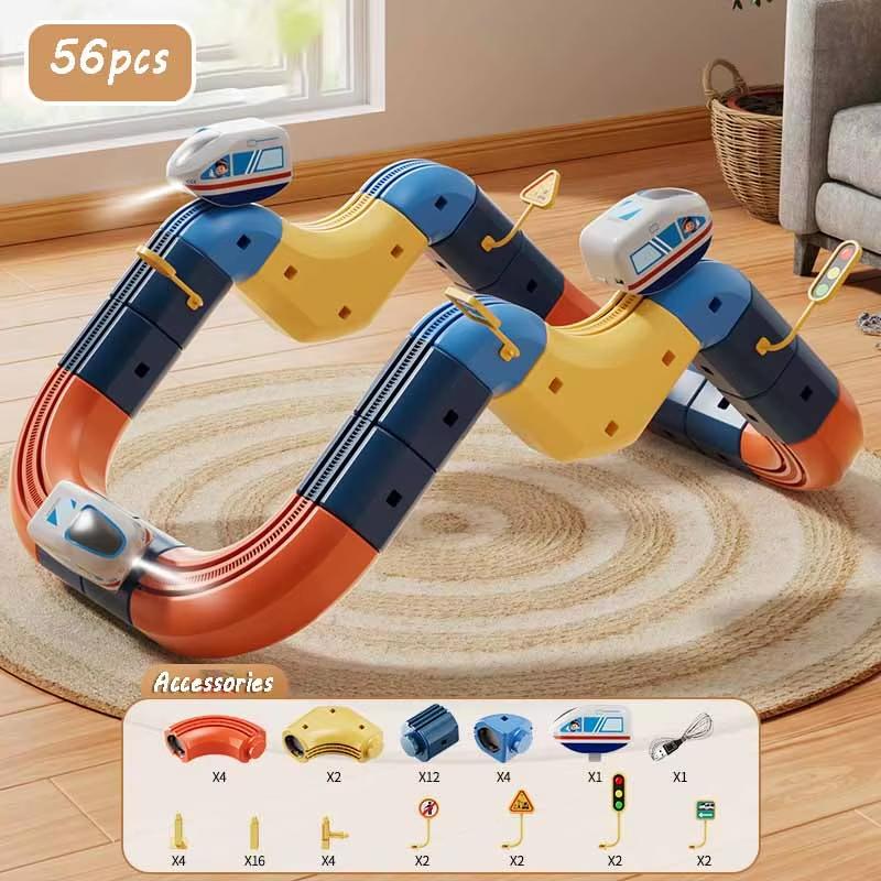 Kid Electric Magnetic Track Car Toys Set DIY Magnetism Orbital Cube Road Build Anti-gravity Levitating Train STEM Toy Xmas Gift