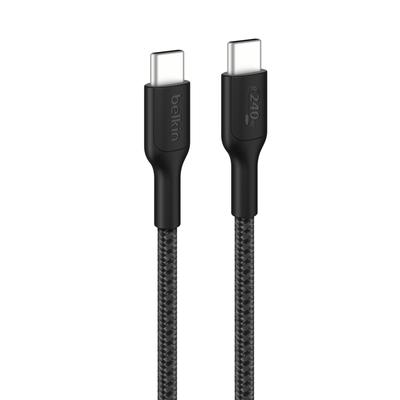 Belkin To Braided Nylon Ultra Fast 240W PD Compatible with iPhone and Other Android 2m Set of 2 USB-C USB-C Cable, Charging, Compatible, 15/16, iPad,