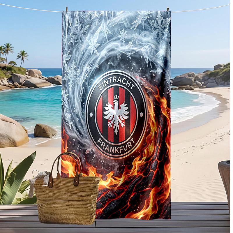 Πετσέτα Παραλίας Ποδοσφαιρική Εκτύπωση Eintracht Frankfurt, Μεγάλη Μαλακή Πετσέτα Γρήγορου Στεγνώματος για Παραλία Κάμπινγκ Κολύμπι