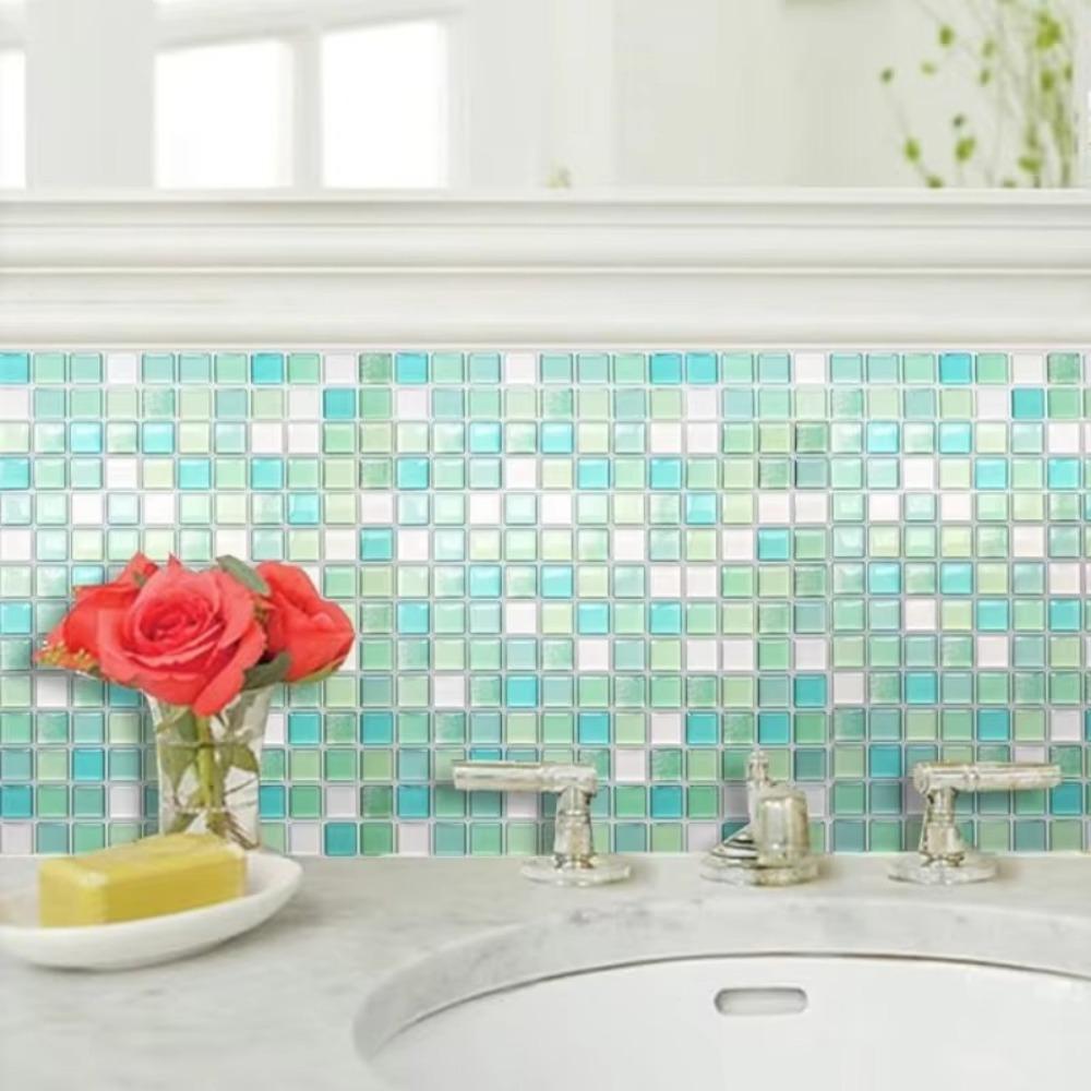 1pcs 3D Design Mosaic Tile Sticker DIY Self-adhesive Self-Adhesive Tile Sticker PVC Removable Oil-proof Tile Sticker