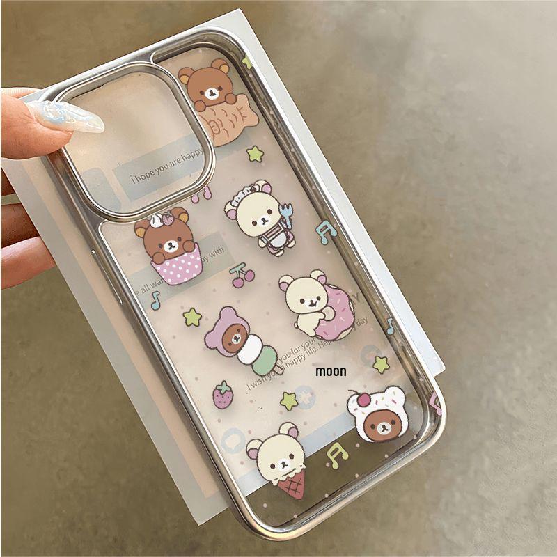 

Rilakkuma Plating Edge Phone Case for Apple 17/16 Pro Max, Models 14-16, Simple Design iPhone 17