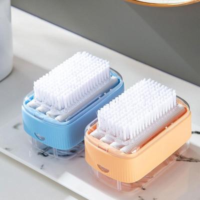 2 In 1 Köpük Sabun Kutusu, Fırça Tahliye Delikleri ile Yay Tasarımı Kaymaz Çıkarılabilir Plastik Yumuşak Rulo Sabunluk Çamaşır Aletleri